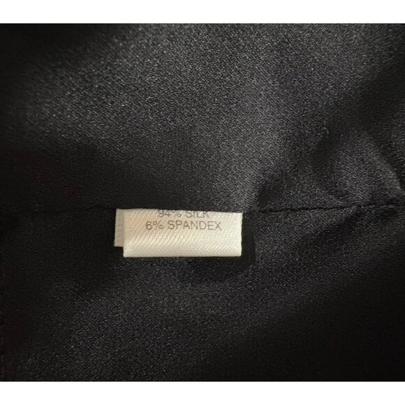 St John silk Black Metallic Siver Textured Floral Print Peplum Sheath Dress Sz 8 - Picture 4 of 9